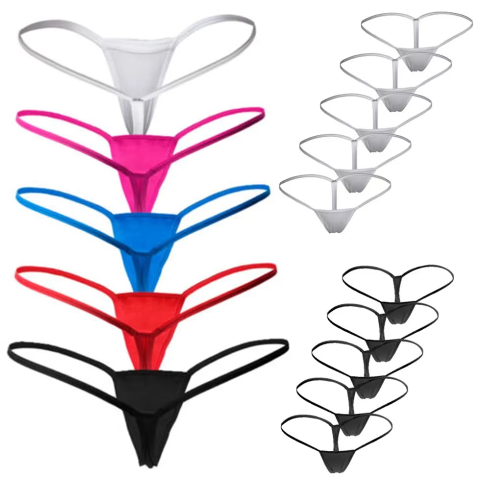 5Pcs Womens Sexy Micro Tiny Thong Low Waist Thong Underwear Panties G-String Lingerie Sexy Thong Ladies Breathable and Comforty