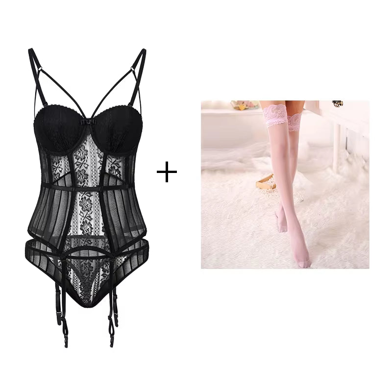 Black Fashion Women Sexy Bra Set Embroidery Bralette Underwear Sets Female Panties Brief Sets Ladies Lingerie
