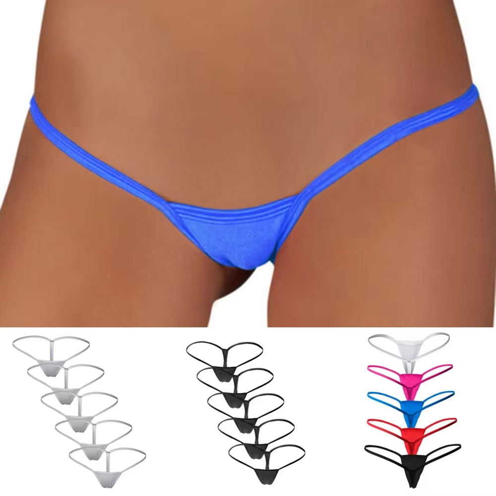 5Pcs Womens Sexy Micro Tiny Thong Low Waist Thong Underwear Panties G-String Lingerie Sexy Thong Ladies Breathable and Comforty
