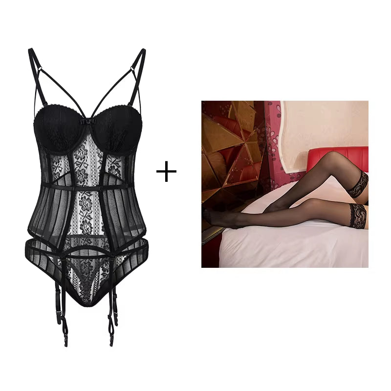 Black Fashion Women Sexy Bra Set Embroidery Bralette Underwear Sets Female Panties Brief Sets Ladies Lingerie