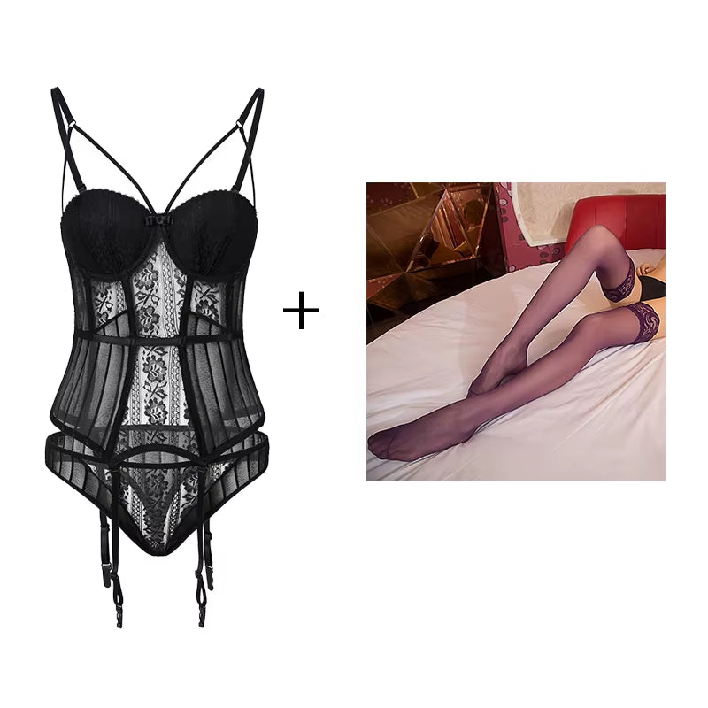 Black Fashion Women Sexy Bra Set Embroidery Bralette Underwear Sets Female Panties Brief Sets Ladies Lingerie