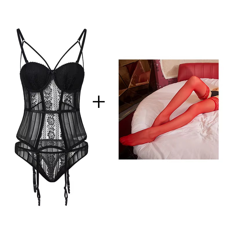 Black Fashion Women Sexy Bra Set Embroidery Bralette Underwear Sets Female Panties Brief Sets Ladies Lingerie