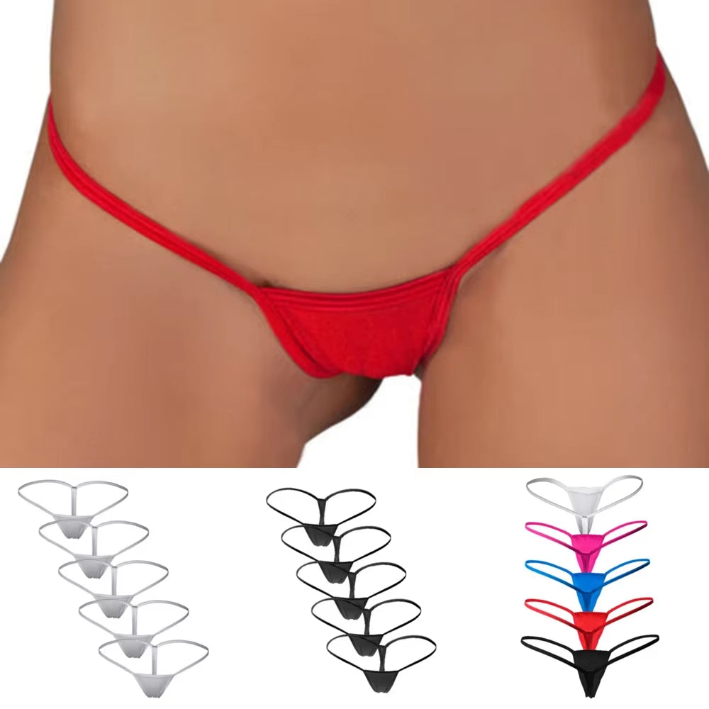 5Pcs Womens Sexy Micro Tiny Thong Low Waist Thong Underwear Panties G-String Lingerie Sexy Thong Ladies Breathable and Comforty