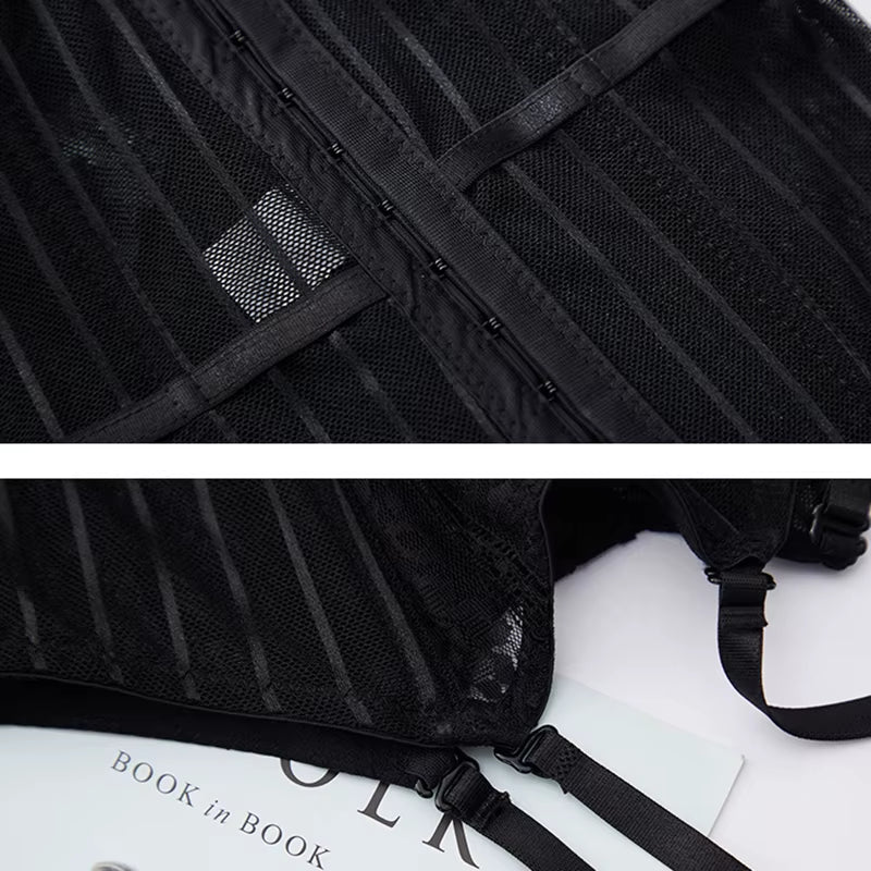Black Fashion Women Sexy Bra Set Embroidery Bralette Underwear Sets Female Panties Brief Sets Ladies Lingerie