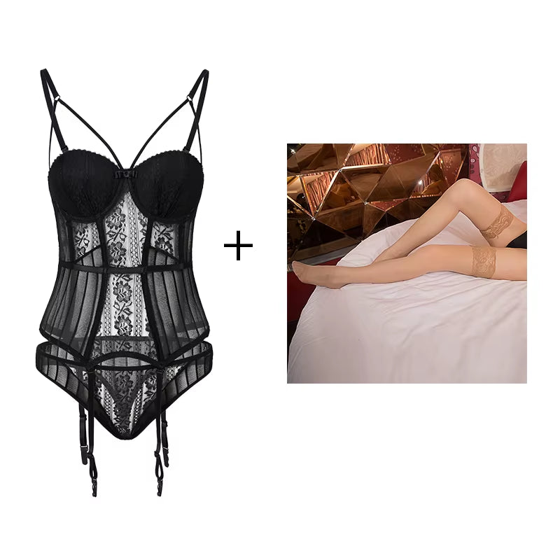Black Fashion Women Sexy Bra Set Embroidery Bralette Underwear Sets Female Panties Brief Sets Ladies Lingerie