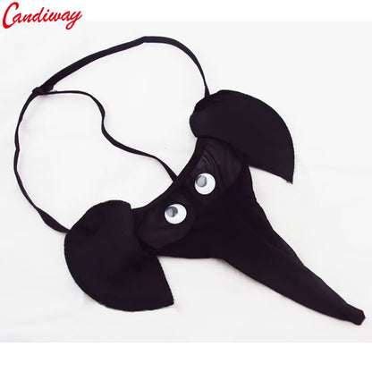 Candiway Men Mini Panty Lover Briefs Sexy Lingerie Bodysuit G-String Underpant Elephant Cartoon Pattern More Adult Fun Sex Game